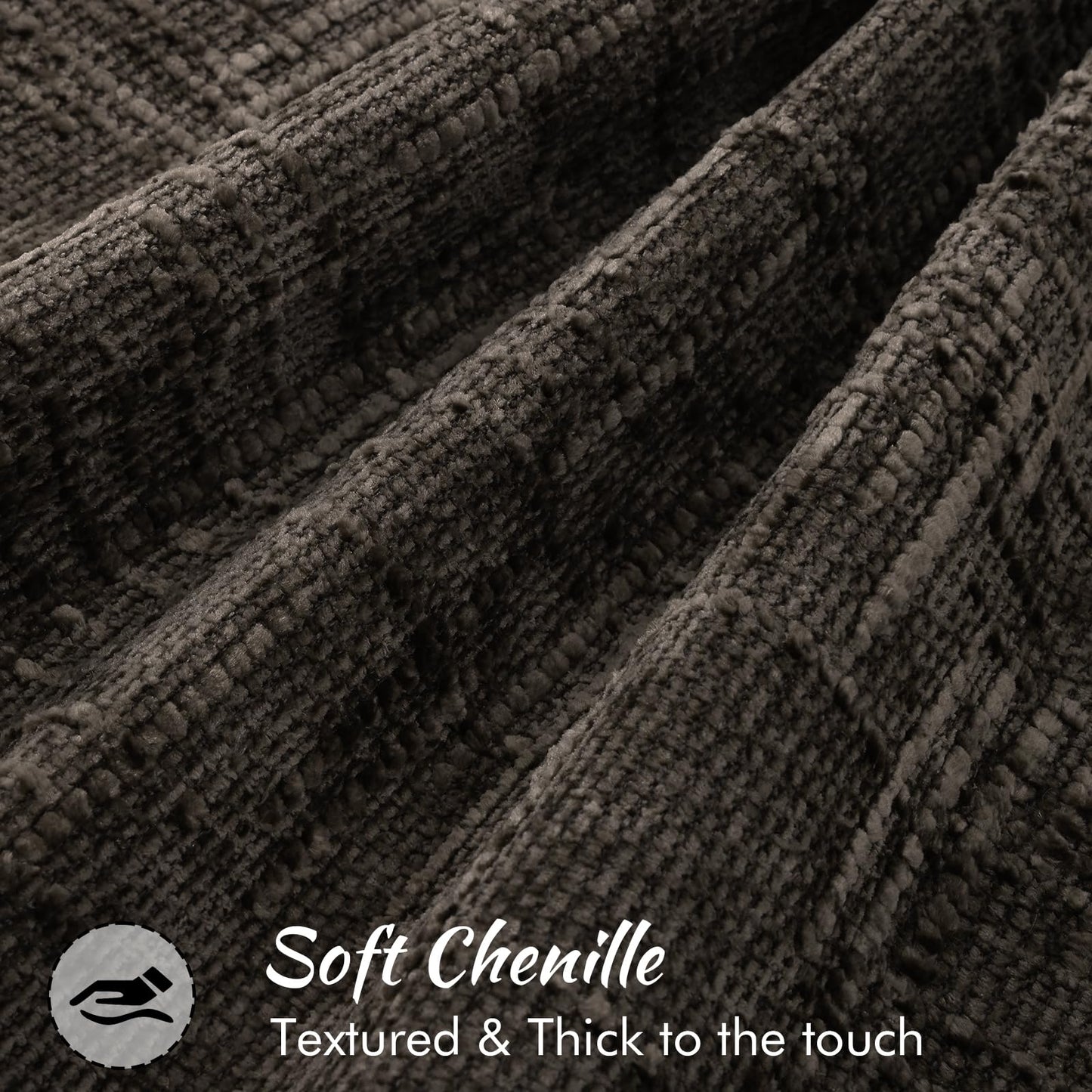 decorUhome Chenille Throw Pillow Covers 26x26 Set of 2, Soft Textured Slubby Modern Decorative Pillow Covers with Elegant Design for Couch, Sofa, Living Room, Chocolate