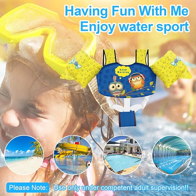 Chriffer Kids Swim Vest Life Jacket for 30-55 Pounds Boys and Girls, Toddler Floaties with Shoulder Harness Arm Wings for 2,3,4,5,6,7 Years Old Baby
