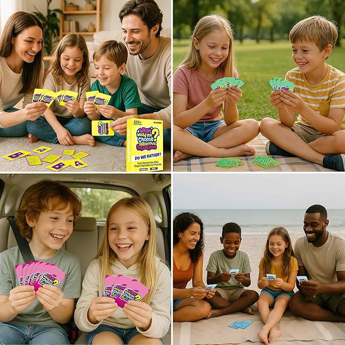 QUOKKA 4-Pack Card Game| 2000+ Hilarious Questions| Funny Family & Party Board Games for Kids, Teens, Adults - Travel, Pop Culture, Daily Life & Situations | What Would You Choose Challenges Ages 8+
