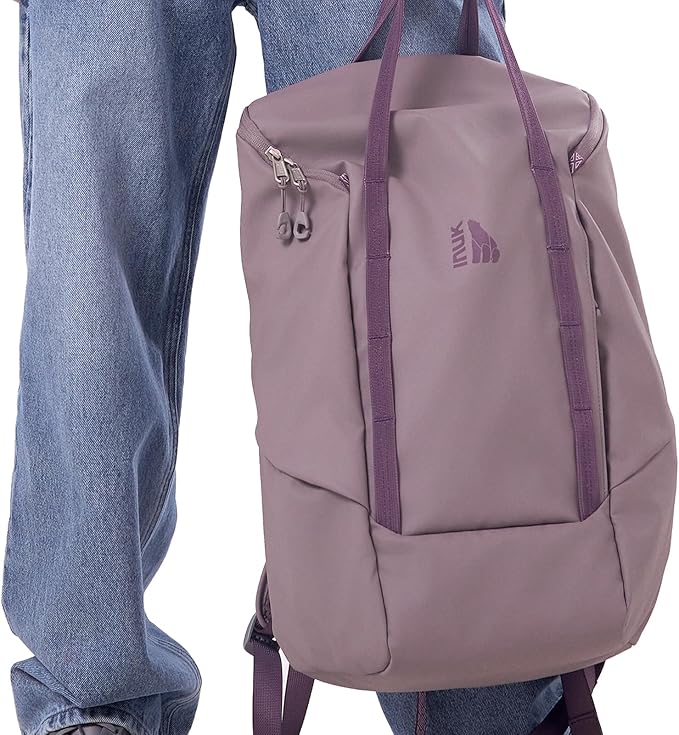 INUK Laptop Backpack for College Students & Work, 25L Lightweight Waterproof Backpack for Business Travel, Hiking Daypack with Padded Sleeve and Safety Whistle, Made from Recycled Materials，Purple