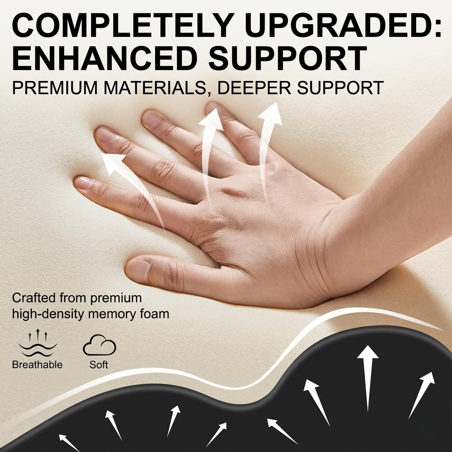 Extra Large Ergonomic Positioning Wedge Pillow, High-Density Memory Foam Support Cushion for Body Support, XL 26" x 20" Size, Multi-Functional Lounge Pillow with Side Pocket & Dual Handles (Black)