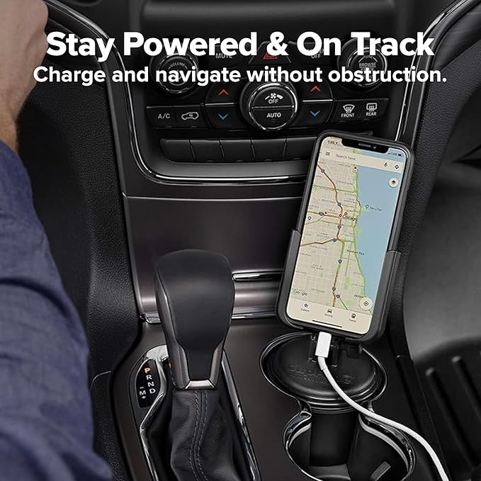 WeatherTech CupFone, Universal Cup Holder Phone Mount for Cars – Adjustable & Secure Fit, Hands-Free Phone Holder with Open Access for Charging – Compatible with iPhone, Android - Metal Knobs, Red