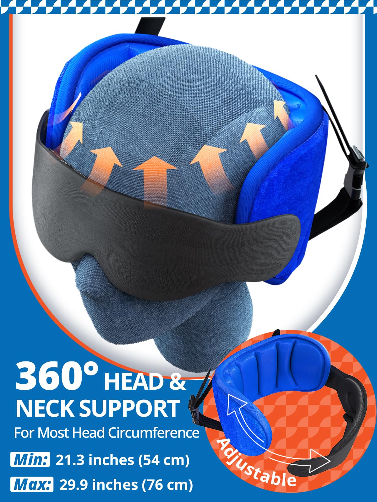 SARISUN Travel Pillows for Airplanes, 2pcs Airplane Pillows for Long Flight with Sleep Eye Mask, Plane Head Strap for Road Trip, 360° Support for Sleeping, Stop Bobblehead Travel Essentials, Black