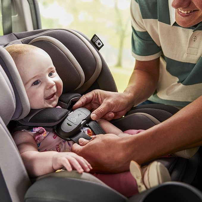 Safety 1st EverSlim 4-in-1 Convertible Car Seat, SecureTech Chest Clip, Ultra-Slim, 4-Mode Infant to Booster, Baby Car Seat, 5-100 lbs, Memory Foam, Office Space