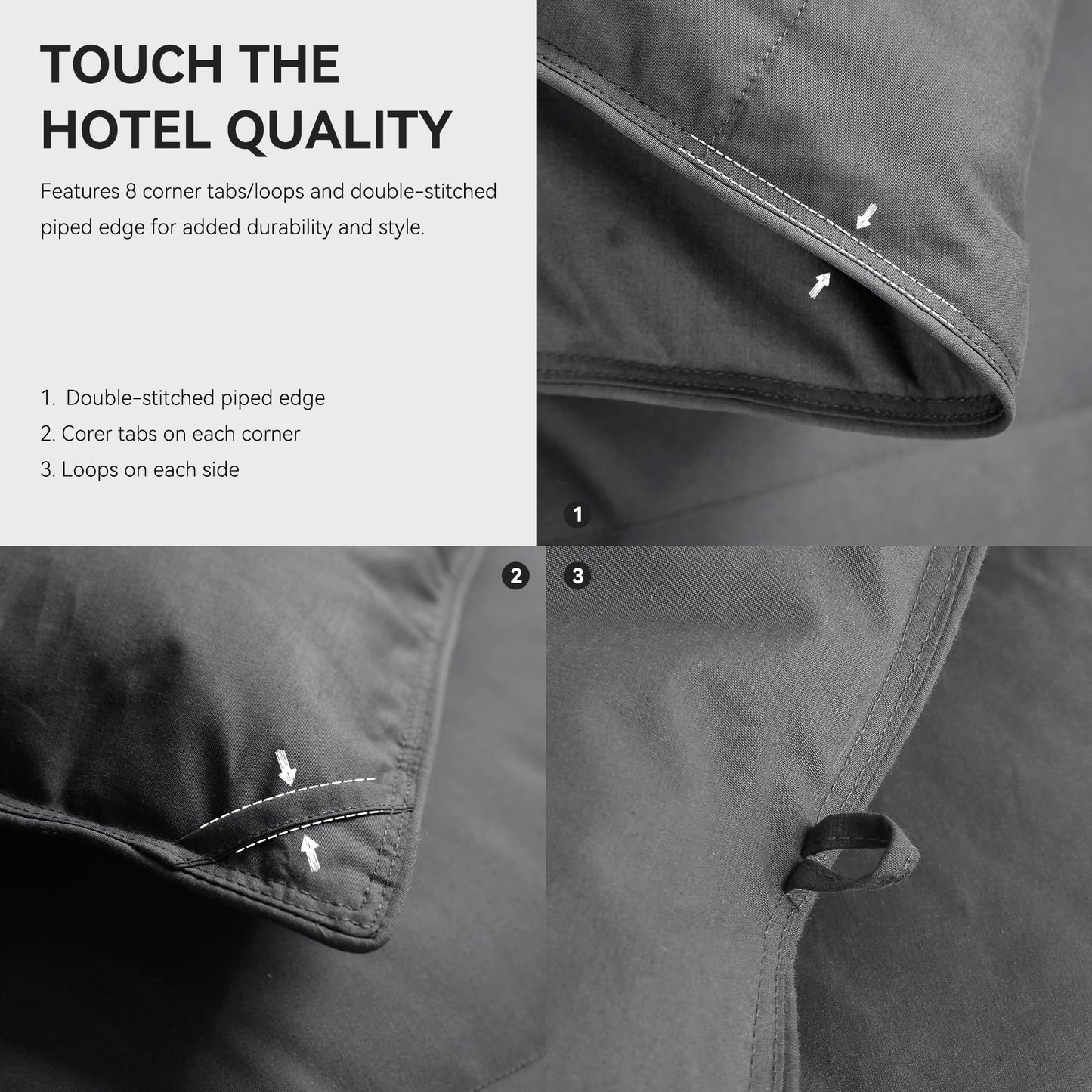 Saisier Grey Goose Feather Down Comforter Queen Size, Premium All Season Duvet Insert, 750+ Fill Power 1200TC Cotton Blend Fabric Hotel Style Comforter, 42 Oz Lightweight (90x90, Dark Grey)