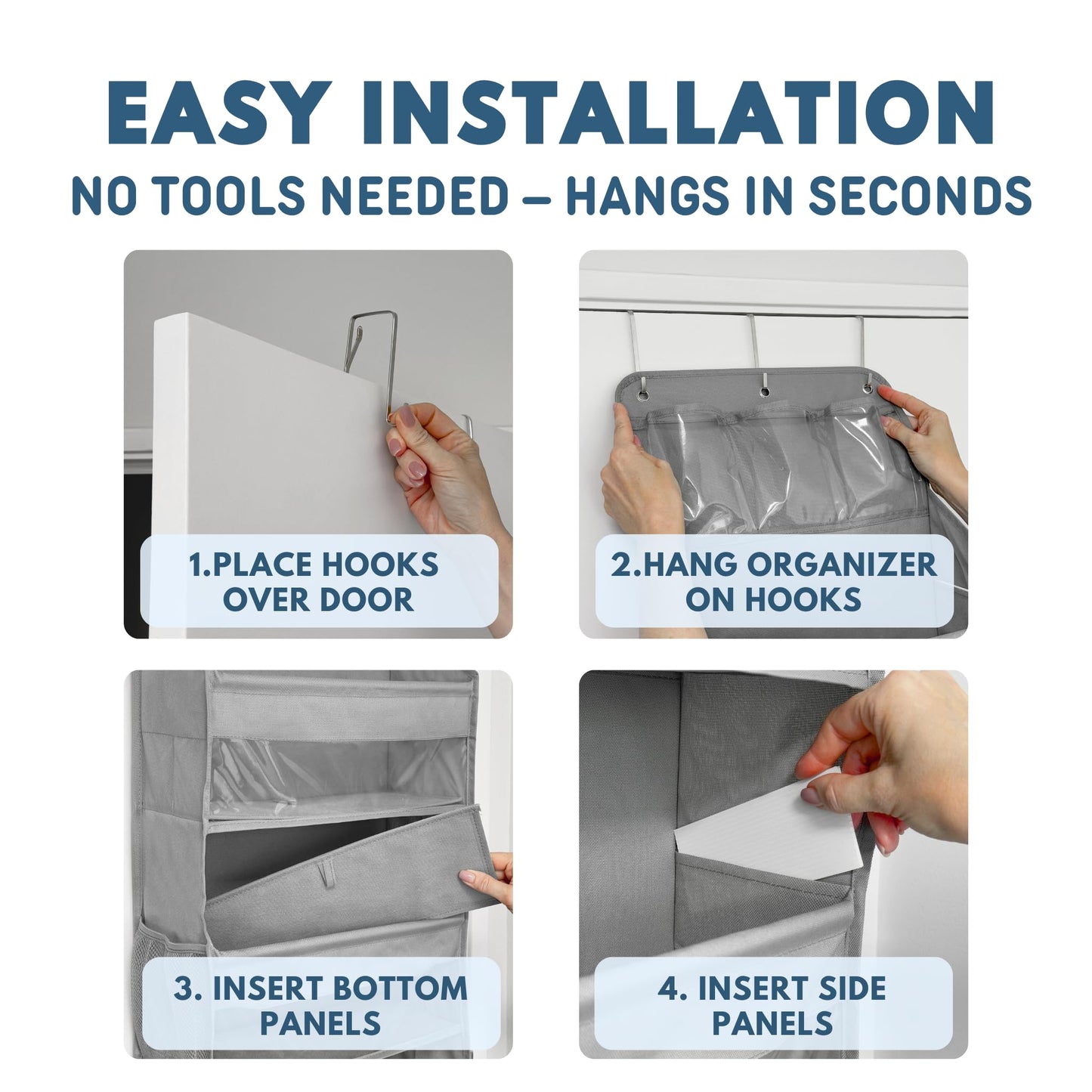 Over The Door Organizer with 5 Large Pockets, 5-Tier Hanging Storage