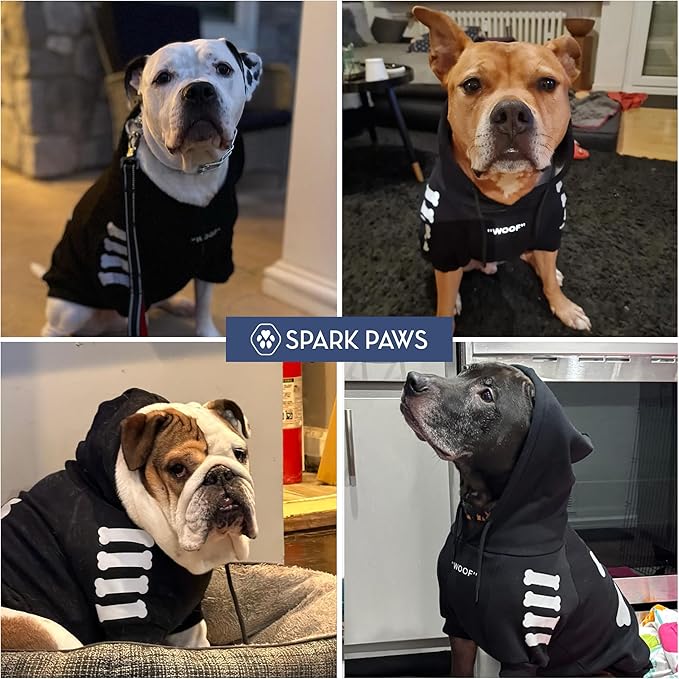 Spark Paws Dog Hoodie – Premium Dog Sweater for Small, Medium, and Large Dogs | Warm Outfits for French Bulldogs, Pitbull, Puppy, Winter Jacket Alternative - Woof - XL