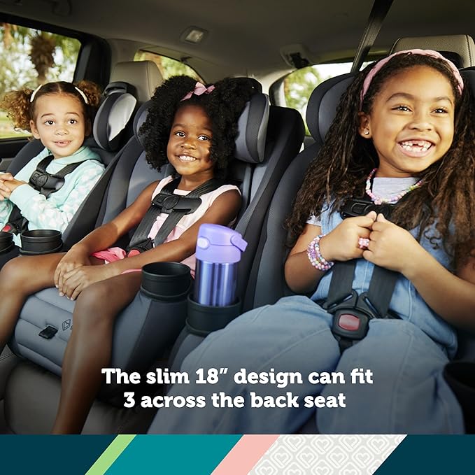 Safety 1st Ellaris 3-in-1 Convertible Car Seat, Slim Fit Design, Rear & Forward-Facing, 5-Position Headrest, 3-Across Fit, Travel-Friendly with Machine-Washable Seat Pad, London Blue