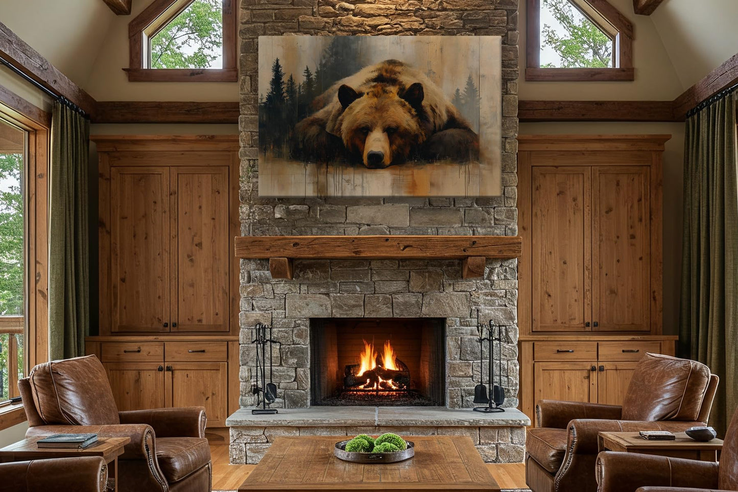 LuxeWood Wildlife Canvas Prints - Wild Animals Home Decor - Medium, Large, and Extra Large Wall Art for Living Room, Bathroom, Kitchen (Grizzly Repose, 20" L x 30" W)