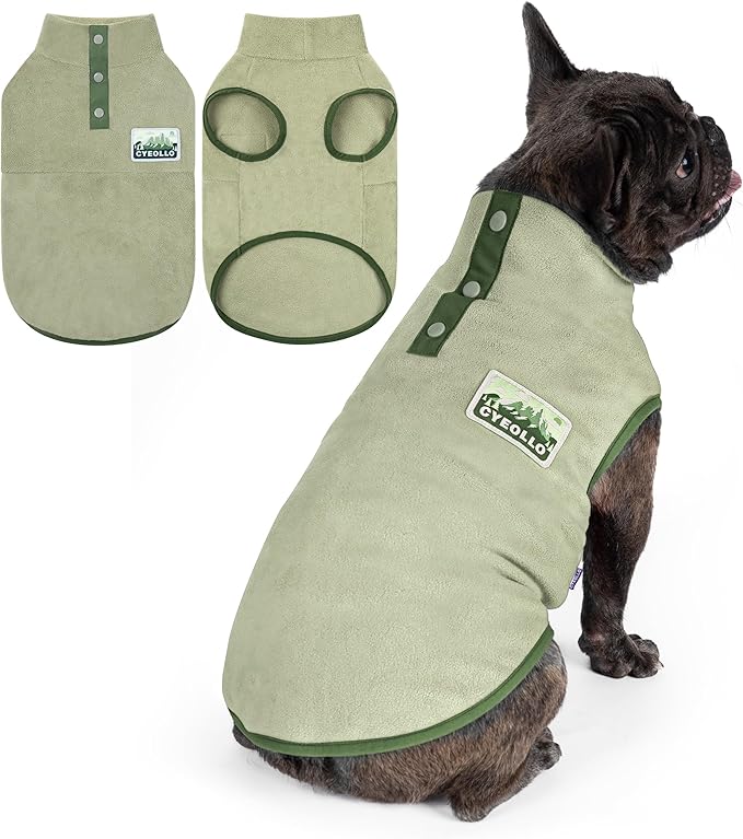 cyeollo Small Dog Sweater, Stretchy Soft Fleece Sweater Pullover Dog Vest Lightweight Turtleneck Warm Winter Doggie Clothes for Puppy Cats Apparel, Green S
