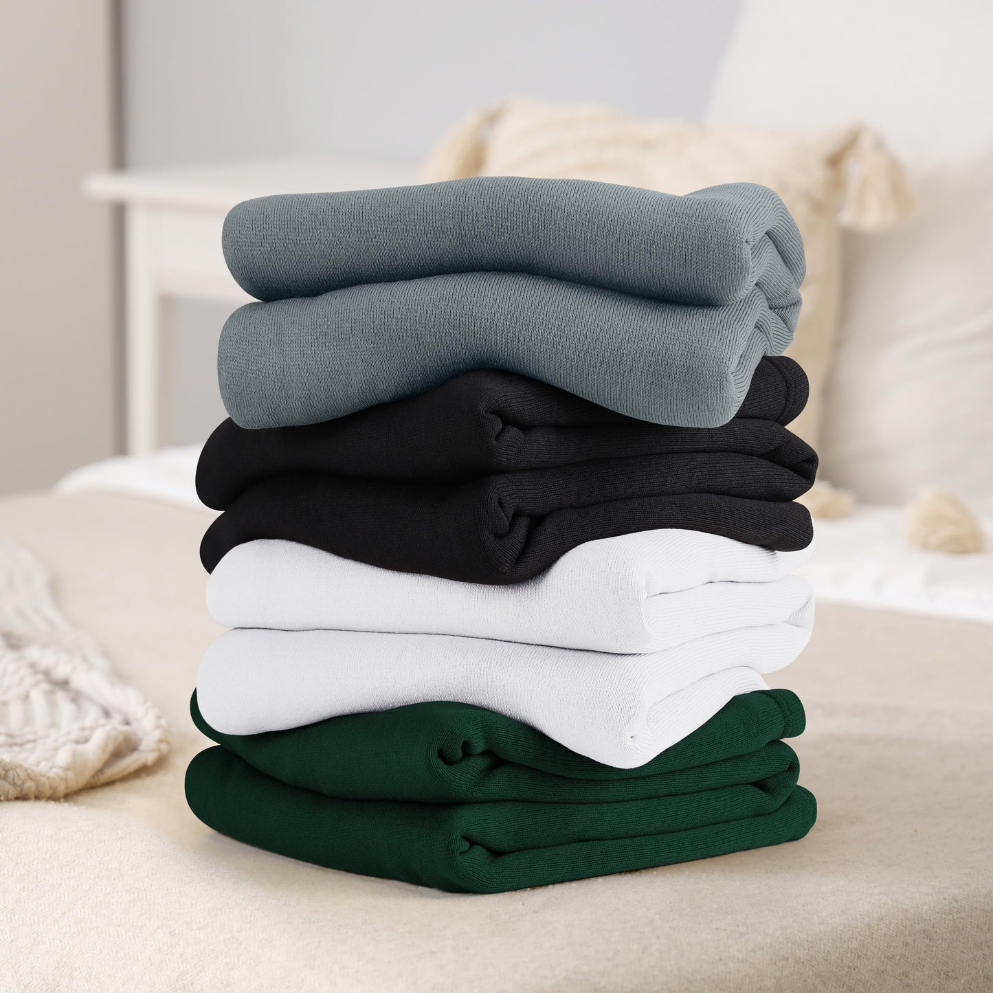 Utopia Bedding Knit Blanket Queen Size (90x90 Inches, White) Soft Lightweight Jersey Breathable Sweatshirt Blanket for Bed,Couch & Sofa