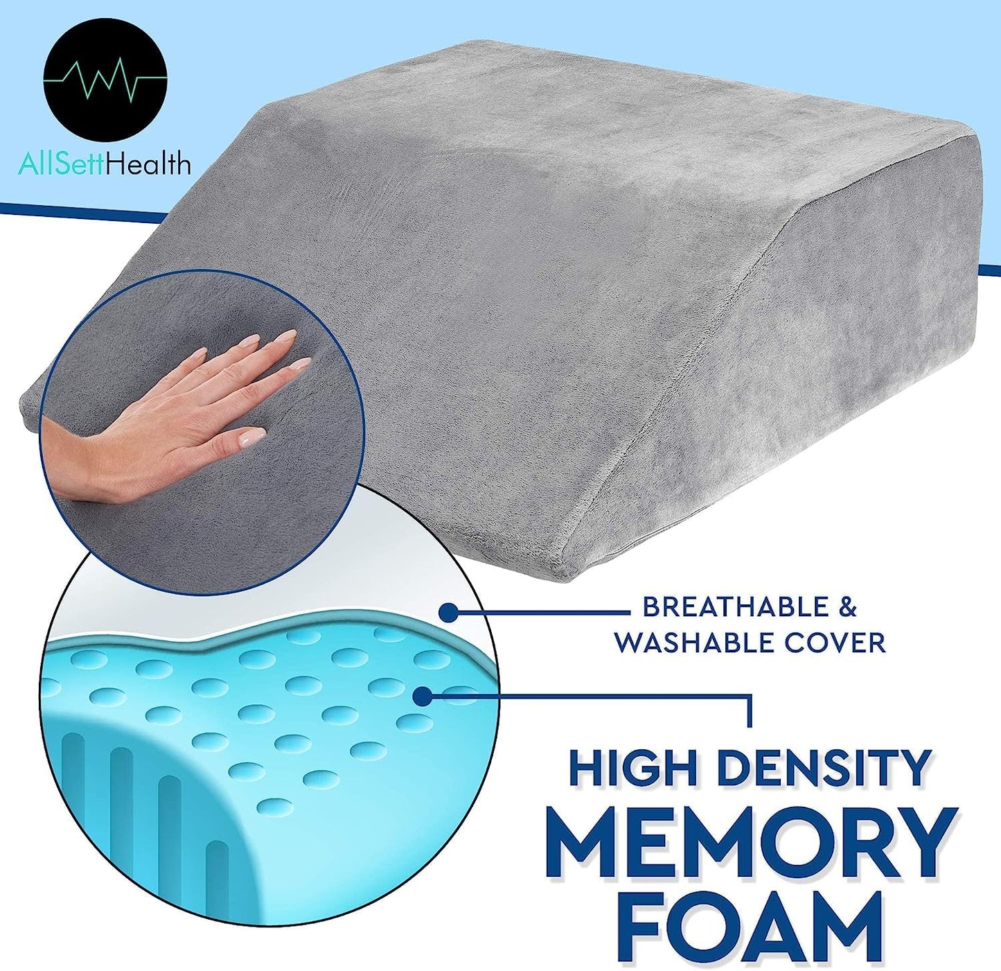 Leg Elevation Pillow - Memory Foam Leg Elevating Pillow | Leg Rest Wedge - Leg Pillow Elevation Blood Circulation | Relieves and Recovers Foot & Ankle Injuries | Foot Elevation Pillows for Swelling