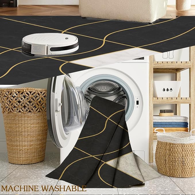 Geometric Marble Rug - 5x7 Area Rugs, Abstract Lines Rug, Luxury Marble Bedroom Rugs, Washable & Non Slip Carpet Home Decor
