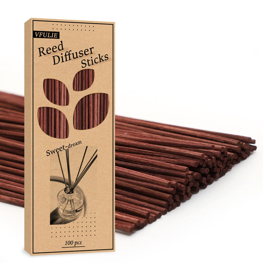 VFULIE 100PCS Reed Diffuser Sticks, Refill Replacement for Aroma Fragranc (100, Brown)