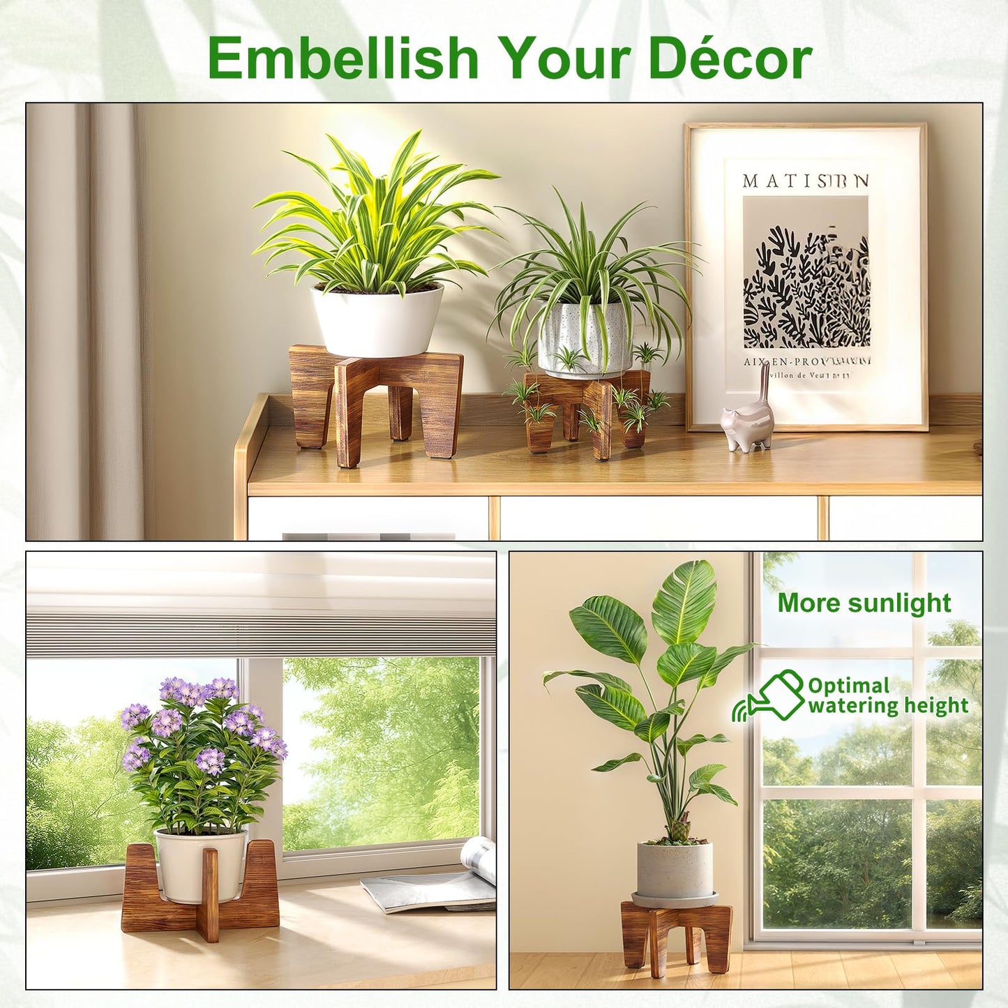 Plant Stands Indoor Outdoor, Plant Risers for Inside Pots Sturdy Short Plants Holder, Flower Pot Stand for Indoor Plants, Small Single Floor Plant Bamboo Display Stand (Natural 12")