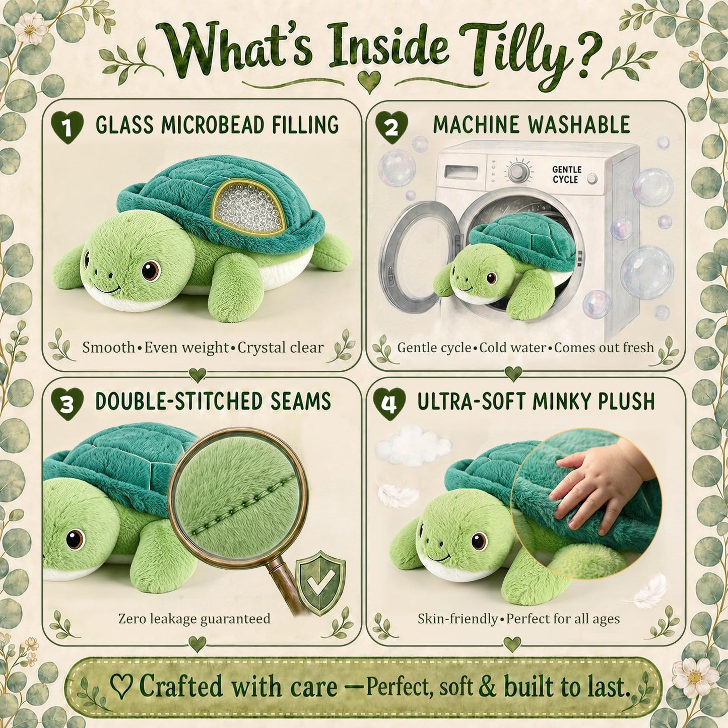 gnomantic Turtle Weighted Stuffed Animals - 22 Inch 4.5 Pounds Weighted Plushies Sea Turtle Stuffed Animal - Big Tortoise Plush Pillow - Cute Plush Toys Gifts for Kids & Adults (Green)