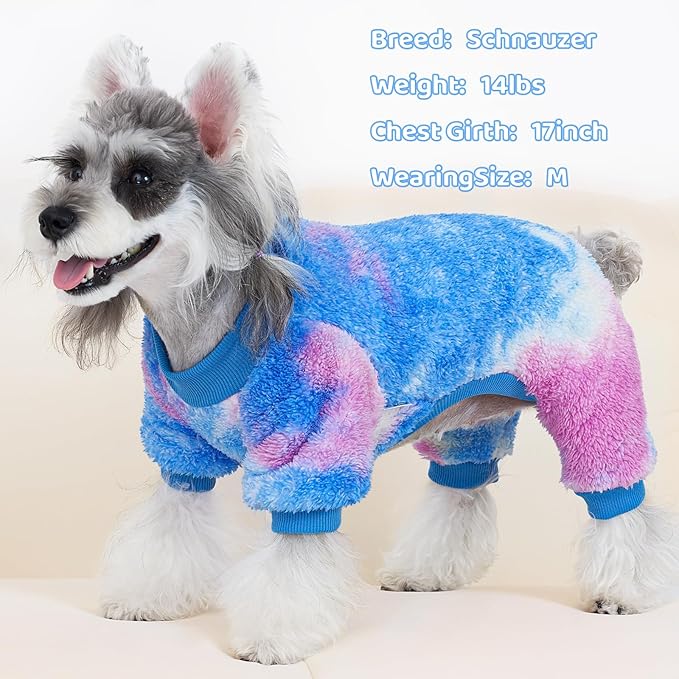 XPUDAC Dog Sweater, Dog Winter Clothes for Small Medium Dogs Girl Boy Fleece Doggy Pajamas for Winter Christmas, Tie-Dye01, X-Small
