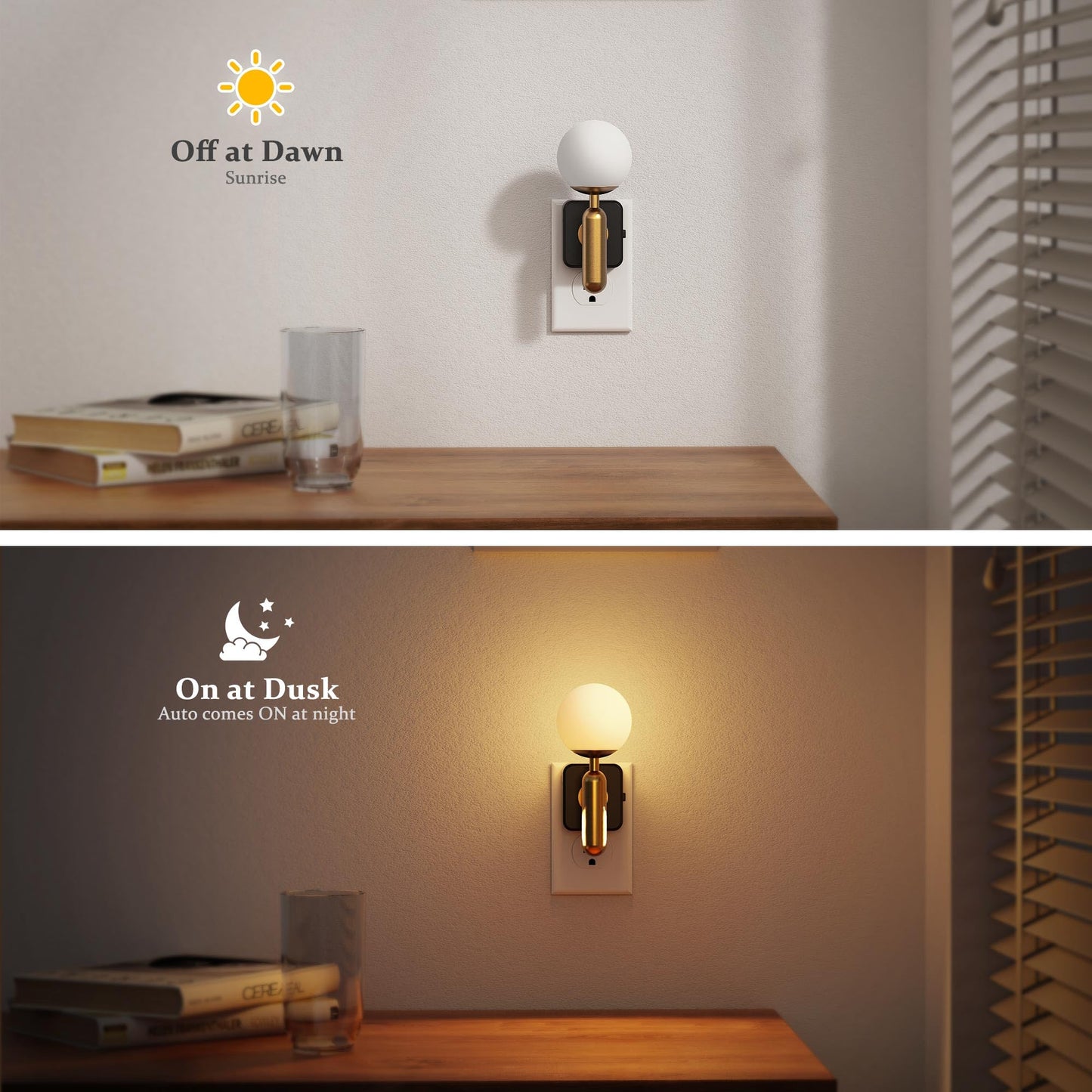 JandCase Night Light Plug in, Night Lights Plug into Wall, 3000K Soft Light LED NightLights, 0-100LM Dimmable Night Light, Built in Dusk to Dawn Sensor for Hallway Bedroom Stairway