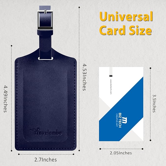 Travelambo 20 Pack Luggage Tags Faux Leather for Suitcases Travel Bag Labels with Protection Cover ID (Deep Blue)