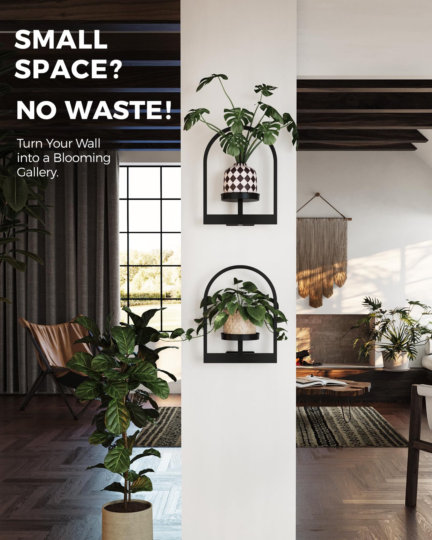 Bamworld Plant Stand Indoor, Plant Hanger Wall Planters for Indoor Plants Window Plant Shelves Plant Holder Wall Decor, Room Decor, Round (Patent Design)