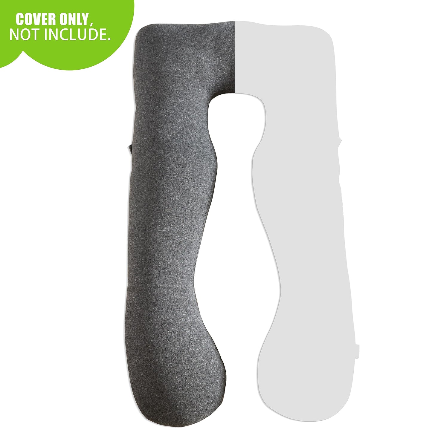 COSMOPLUS 𝐏𝐫𝐞𝐠𝐧𝐚𝐧𝐜𝐲 𝐏𝐢𝐥𝐥𝐨𝐰 𝐂𝐨𝐯𝐞𝐫 U Shaped Full Body Pillow Case 𝐂𝐨𝐯𝐞𝐫 for Maternity,Stretchy Cool Breathable Jersey Fabric, Provides Sleep and Pregnancy Support,Heather Grey