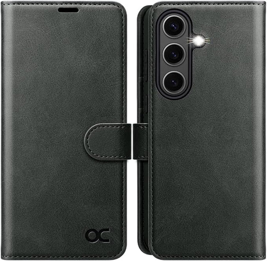 OCASE Compatible with Galaxy S25 FE Wallet Case, PU Leather Flip Folio Case with Card Holders RFID Blocking Kickstand [Shockproof TPU Inner Shell] Protective Phone Cover 2025, Graphite