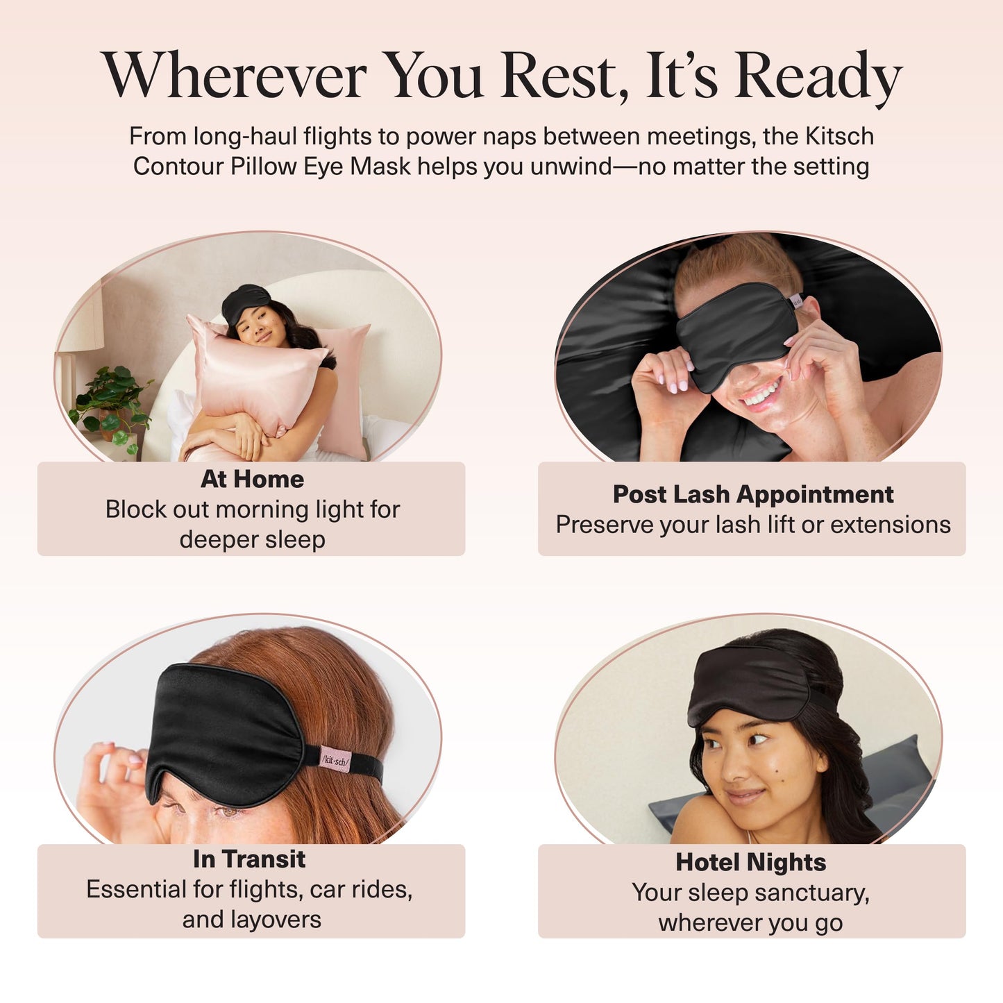 Kitsch Weighted Satin Sleep Mask - Weighted Eye Masks for Sleep and Travel - Lavender Ultra-Soft Sleeping Eye Mask for Women and Men - Light Blocking, Adjustable Strap, (4.1oz/116g)