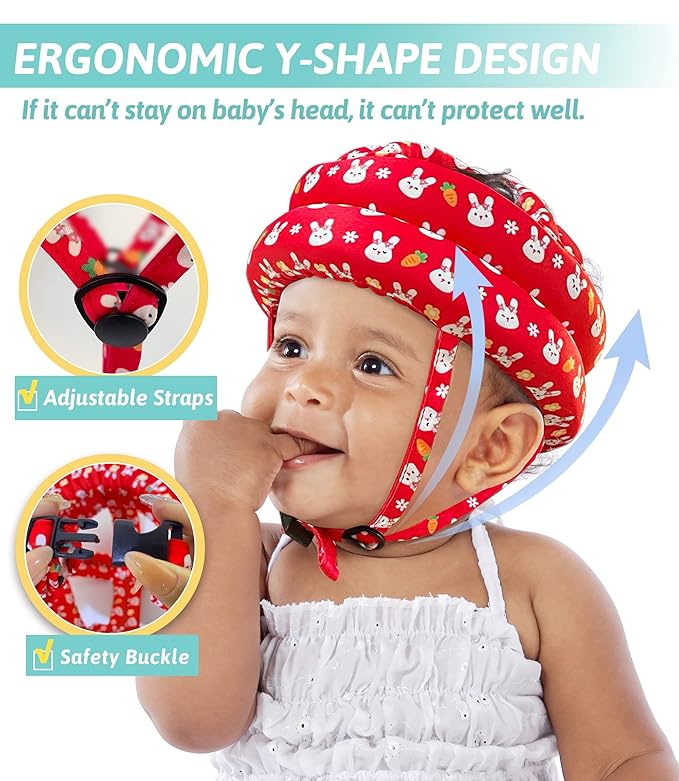 Simply Kids Baby Helmet for Crawling Walking I Baby Head Protector No Bumps and Soft Cushion Infant Baby Safety Headguard for Learning to Walk I Toddler Helmets 1-2 Years Old, 6-12 Months (Pink Fox)