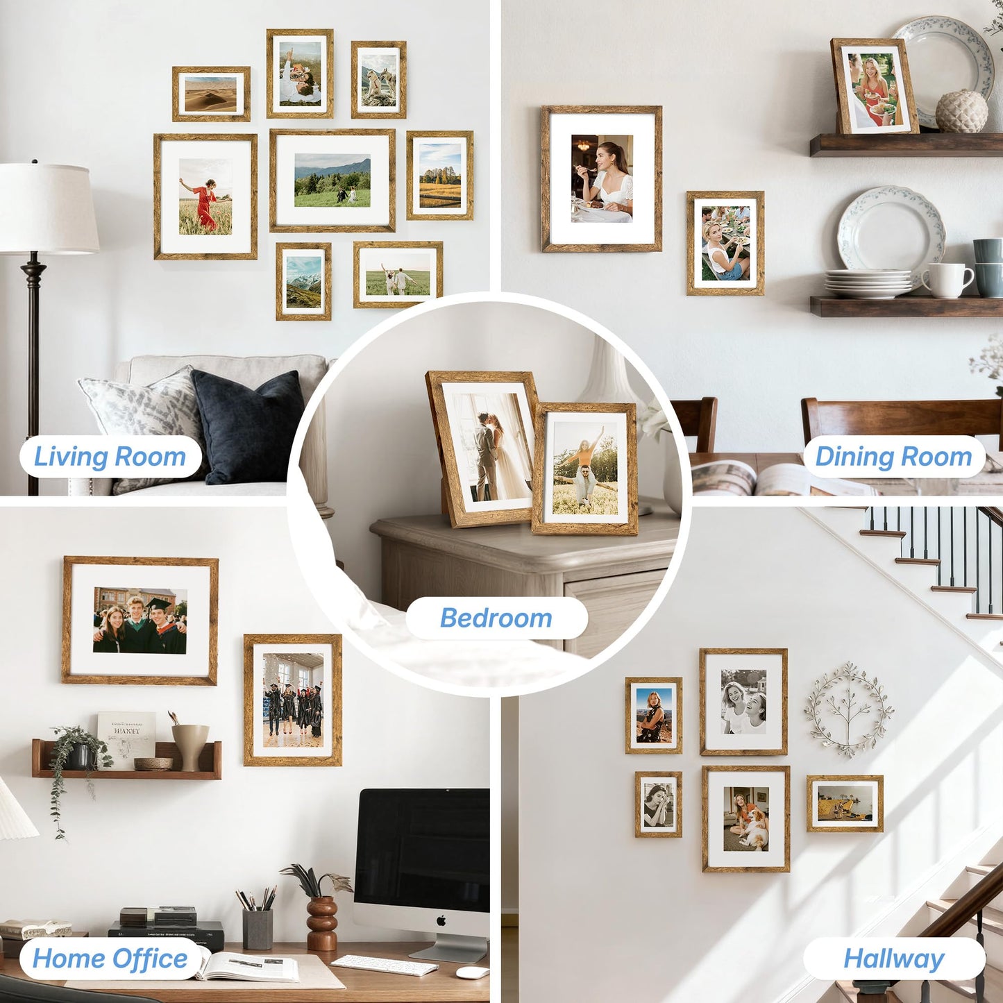 HOUSE DAY Wood 4x6 picture frame, Wooden Picture Frames 4x6 Frame with Real Glass, Rustic 4 x 6 Picture Frame for Wall or Tabletop, Display Picture 4x 6 Without Mat or 3.5x5 with Mat (5 Brown)