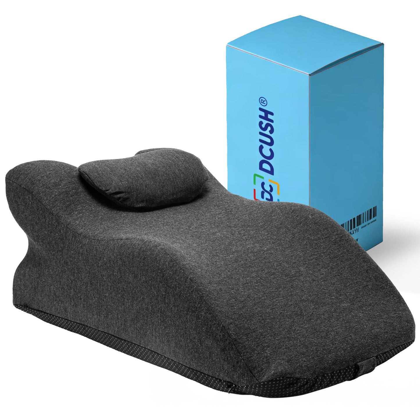 DCUSH Ergonomic Contoured Memory Foam Pillow with Removable Headrest, 27° Angled Support for Neck and Waist, Massages, Reading, Relaxing & Leg Elevation, Removable Washable Cover