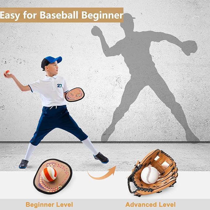 Toss and Catch Ball Set Kids Toddler Baseball Glove, Valentines Day Gifts Yard Outdoor Outside Games for Kids Family, Beach Pool Toys for 3 4 5 6 7 8-12 Year Old Boys Girls Birthday Gifts