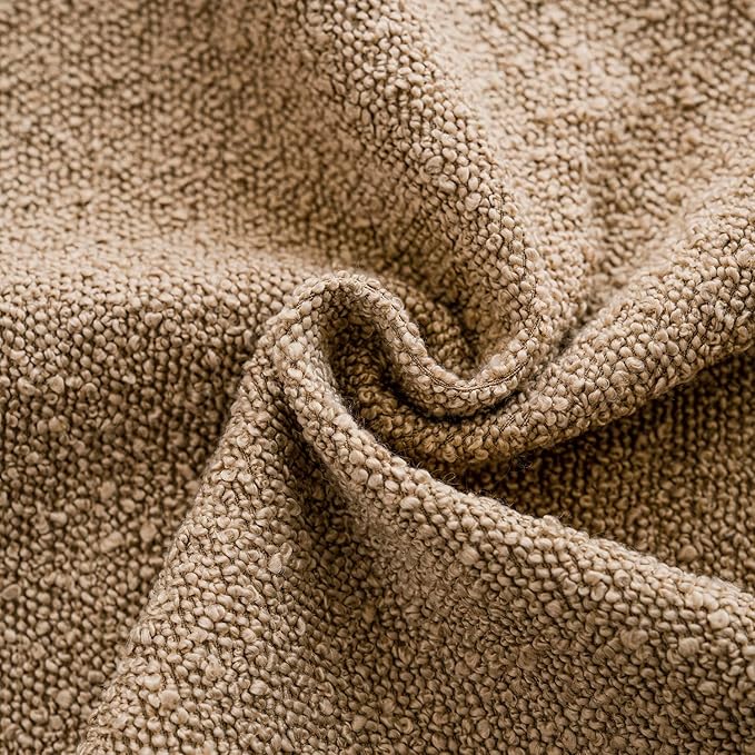 Foindtower Decorative Textured Boucle Throw Pillow Covers Accent Solid Pillow Cases Neutral Soft Cozy Couch Cushion Case for Chair Sofa Bedroom Living Room Home Decor 16x16 Inch,1PC,Taupe Khaki Camel