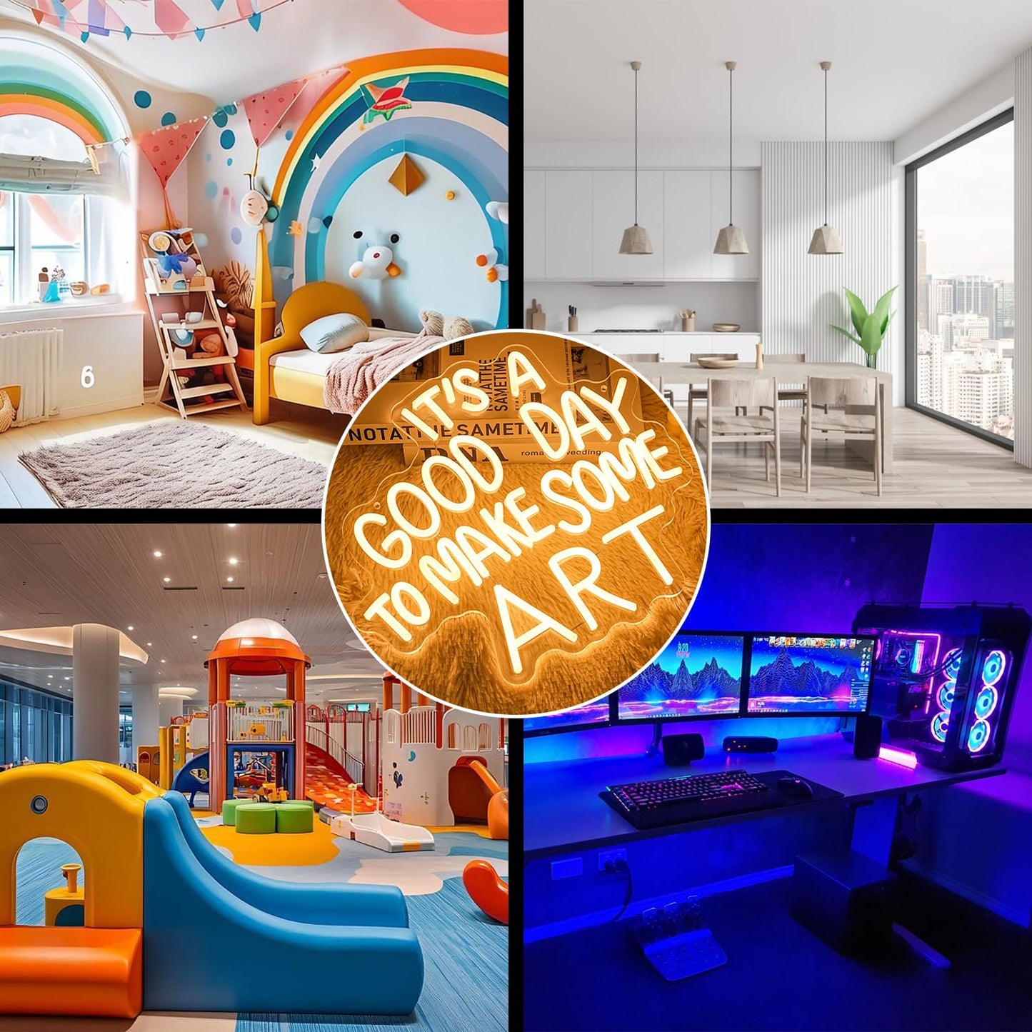 Gyaksjm It's A Good Day to Make Some Art Neon Sign for Wall Decor Aristic LED Light Paint Neon Light Sign Classroom Neon Sign Dimmable Warm White Art Letter Neon Light for Bedroom Classroom Home Gallery Studio