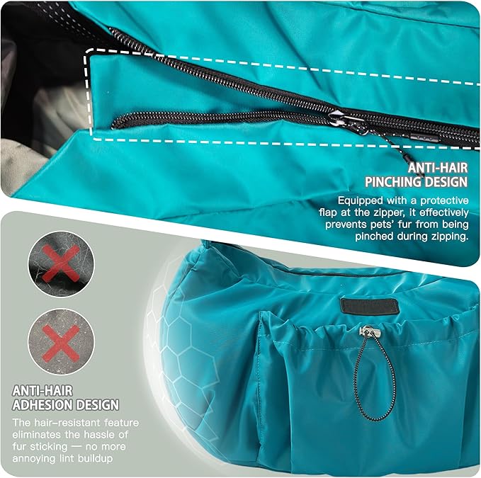 Dog Carrier Sling, Puppy Carrying Backpack Pet Purse with Storage Pockets, Multiple Safety Features Dogs and Cats Harness, Adjustable Shoulder Strap, Suitable for Under 20 lbs (Blue)