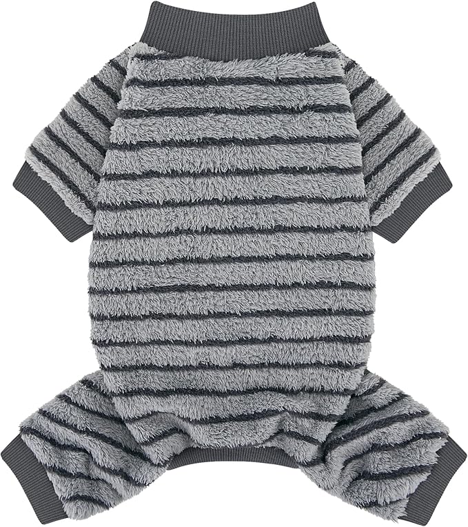 XPUDAC Stripe Dog Sweater Fleece Dog Pajamas Winter Pet Clothes for Small Medium Dogs Girl Boy Doggy Apparel for Cold Weather, S