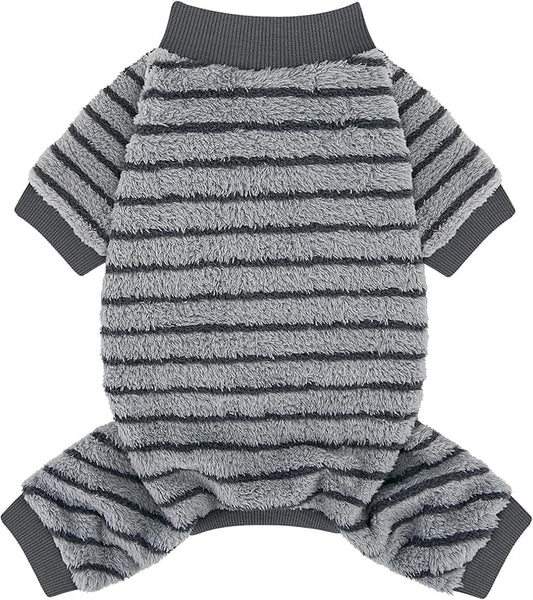 XPUDAC Stripe Dog Sweater Fleece Dog Pajamas Winter Pet Clothes for Small Medium Dogs Girl Boy Doggy Apparel for Cold Weather, L