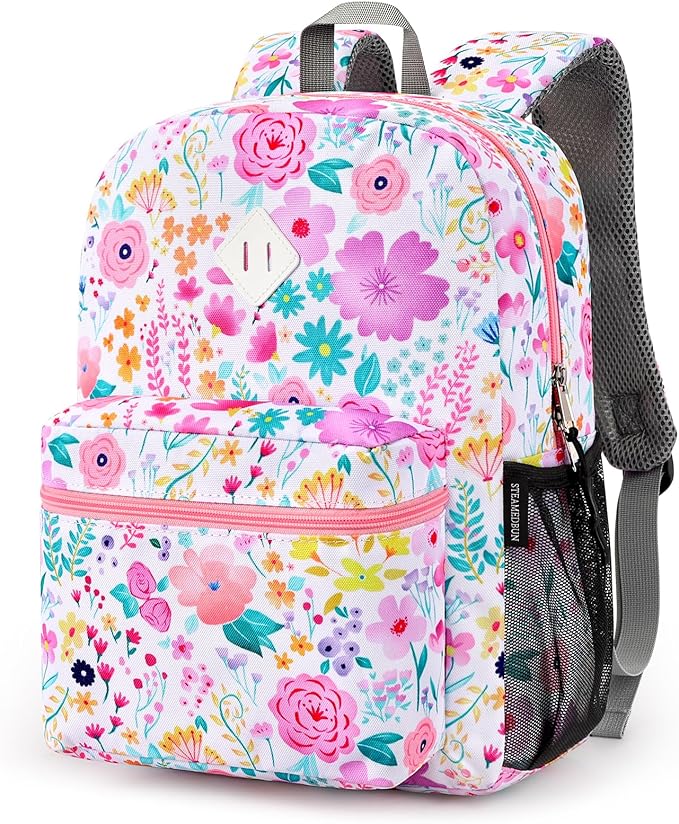 STEAMEDBUN Kids Backpack for Girls, Flower Kindergarten Backpack for Toddler Girls Age 3-8