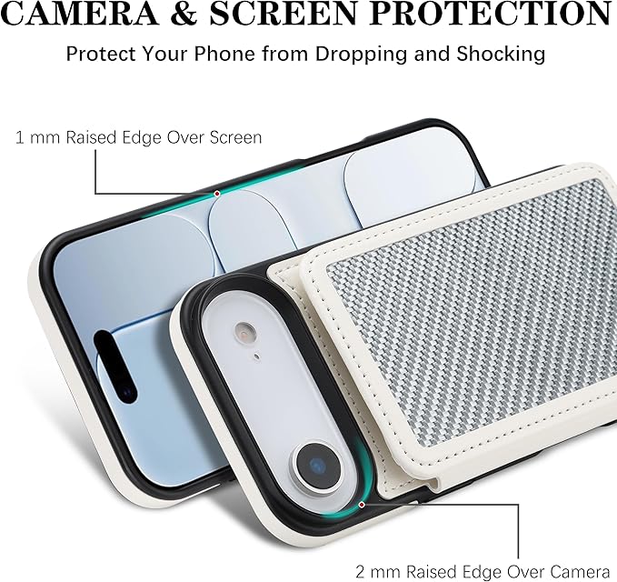GUERNICA for iPhone 17 Air (6.7") Case Wallet with Card Holder, RFID Blocking Leather Protection, Shockproof Women Men Phone Case for iPhone Air, A - Silver White
