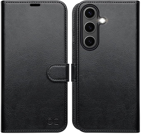 OCASE Compatible with Galaxy S25 FE Wallet Case, PU Leather Flip Folio Case with Card Holders RFID Blocking Kickstand [Shockproof TPU Inner Shell] Protective Phone Cover 2025, Black