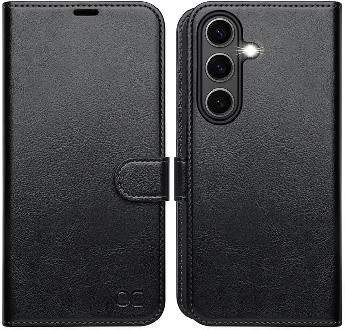 OCASE Compatible with Galaxy S25 Wallet Case, PU Leather Flip Folio Case with Card Holders RFID Blocking Kickstand [Shockproof TPU Inner Shell] Protective Phone Cover 6.2 Inch 2025, Black