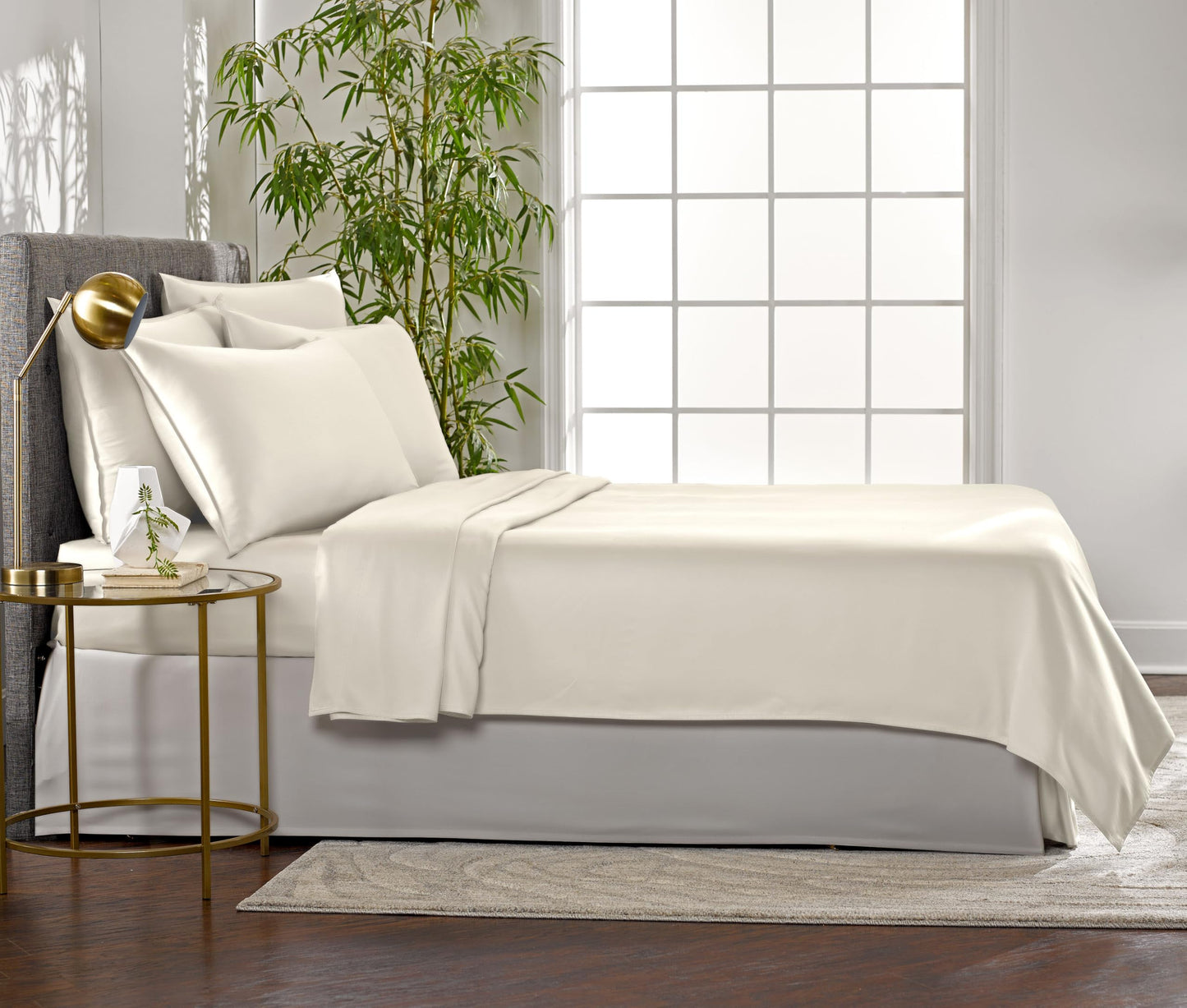 Pure Bamboo King Sheets, Genuine 100% Organic Viscose Derived from Bamboo Bed Sheet Set, Luxuriously Soft & Cooling, Double Stitching, 2 Year Quality Promise (King, Ivory)