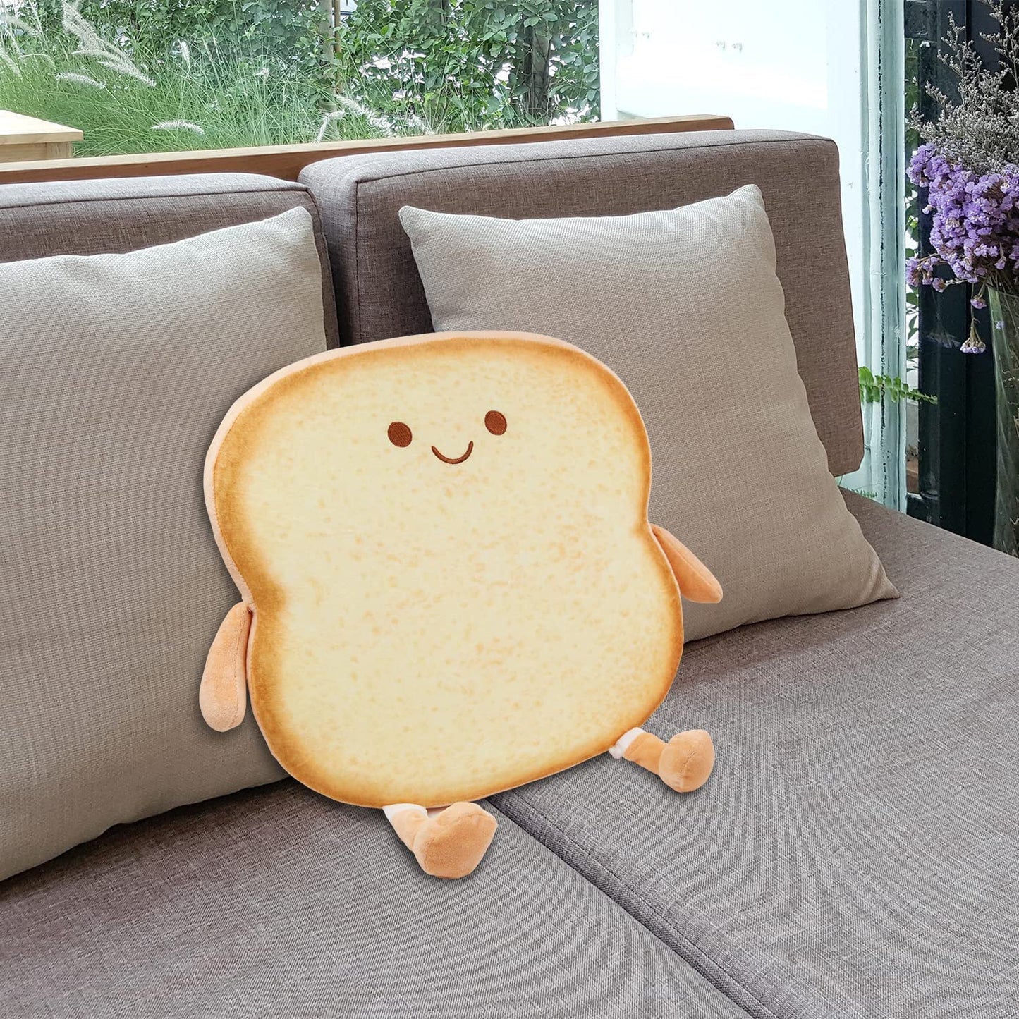 Yulefly Toast Seat Cushion - Memory Foam Chair Cushion Cute Bread Plush Pillow Pads with Removable Cover for Gaming Chair Office Home Bedroom Shop Car Decor-Smile
