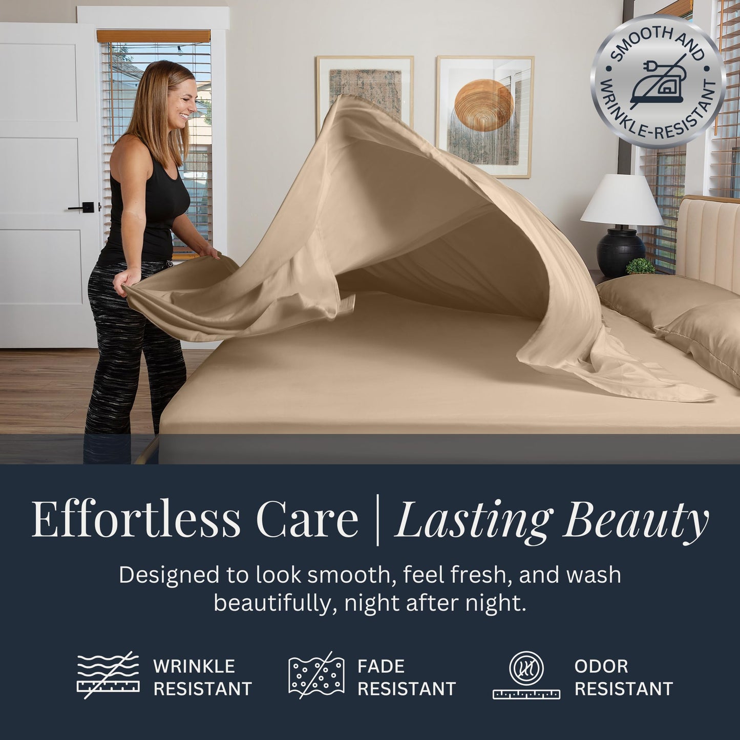 Linden & Lain Luxury King Size Bed Sheet Set | Organic Ultra Soft Bed Sheets | Viscose Derived from Bamboo | Microfiber | 18" Deep Pocket with Upgraded Elastic | Best Cooling Technology | Dune