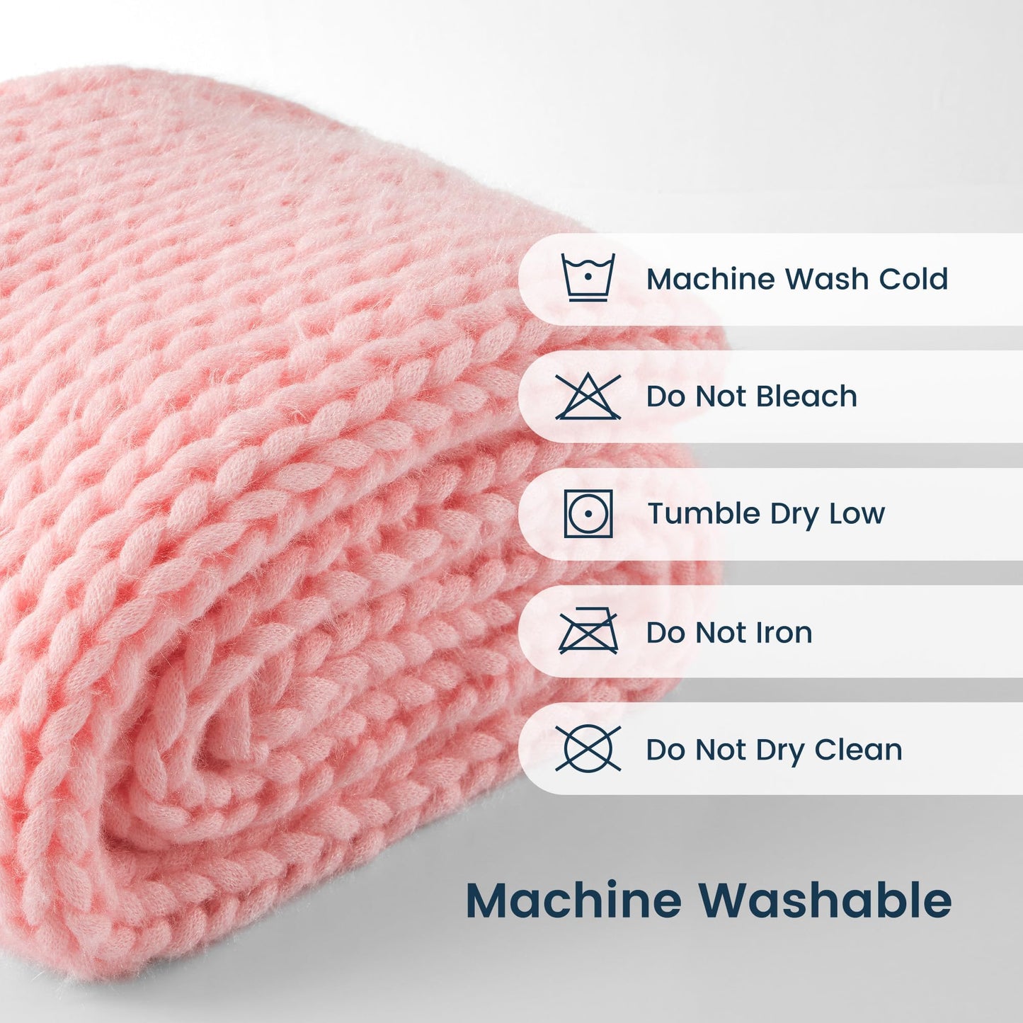 SLEEP ZONE Throw Blanket for Couch - Chunky Knit Hollow Blanket, Throw Blankets for Bed, Handmade Long Plush Cat Yarn, Soft Fluffy Knit Blankets Home Decor (Pink, 50x60in)