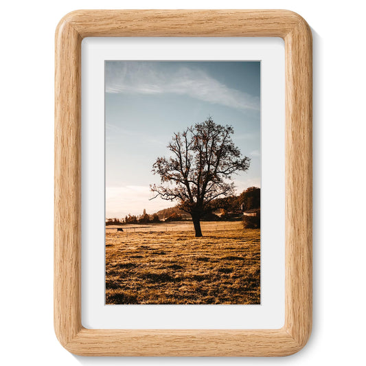 5x7 Picture Frame, USA-Sourced Natural Solid Oak Wood Photo Frame with HD-Tempered Glass, Handcrafted Rounded Corner 5 x 7 Wooden Frame Matted to 4x6 Photos, Wall or Tabletop Display