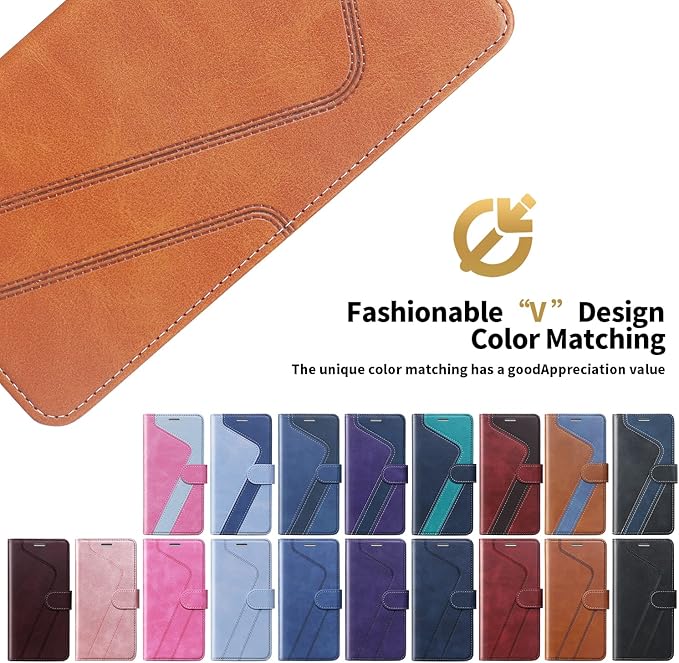 CIVICASE for iPhone 14 Pro Max Wallet Case,Leather Flip Case [RFID Blocking] Credit Card Holder Folio Magnetic Stand TPU Shockproof Cover Color Matching for iPhone 14 Pro Max (6.7") Brown