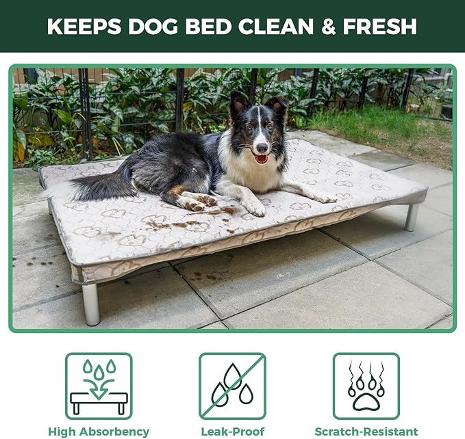 FXW TitanNest Chew-Proof Elevated Dog Bed, Raised Cot for Indoor/Outdoor/Camping Use, Durable & Washable Padded Pet Bed with Exclusive Cover for Medium Dogs, 42.0" L x 27.0" W x 5.0" H, Gray
