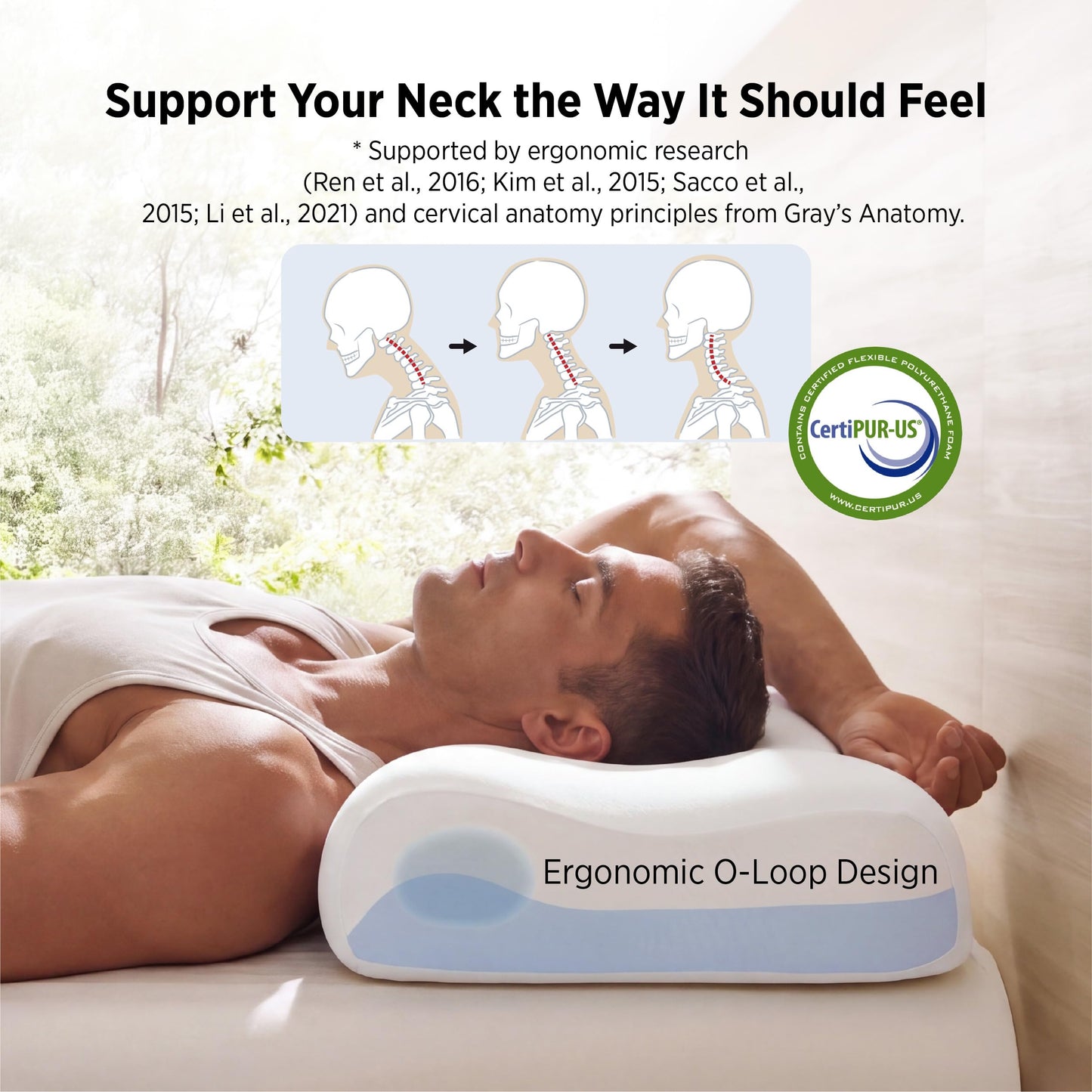 Bedsure Cervical Neck Pillow Set of 2 - Memory Foam Pillows for Ergonomic Orthopedic Support Pillow for Neck Pain Relief, Contour Pillow for Side & Back Sleepers