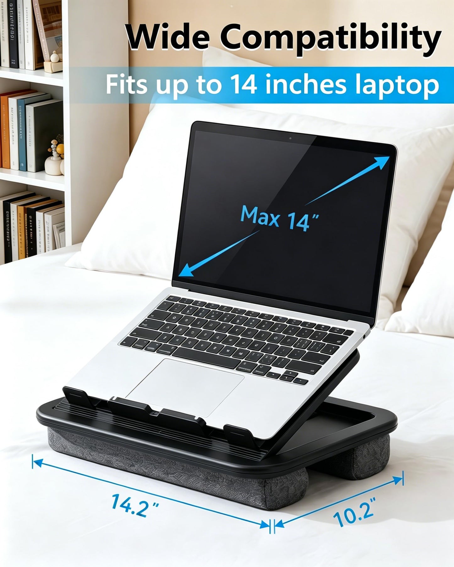 Yotnufy Adjustable Lap Desk with Cushion - 8 Angles Ergonomic Laptop Lap Desk for Bed Couch Car Home Office - Fits up to 14 Inch Laptop (MINI)