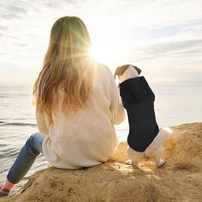 Dog Sweaters for Small Dogs,Dog Hoodie Fleece Pet Sweater Soft Clothes Sweatshirt with Pocket Pet Hoodie for Small Dogs Puppy Sweater(Black&XS)